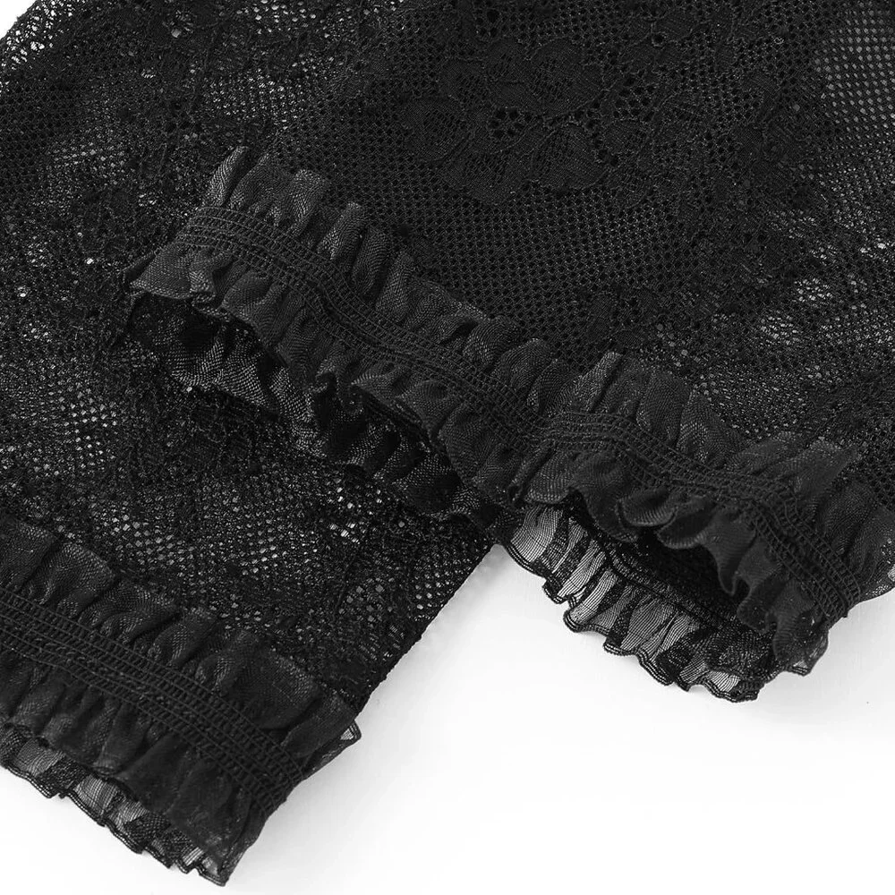 Women's Floral Long Lace Gloves Black Stretchy Elbow Length Elegant Flapper